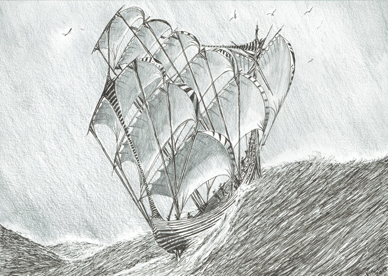 Storm Creators Coral Sea, 2017, (Blæk på papir) af Vincent Alexander Booth