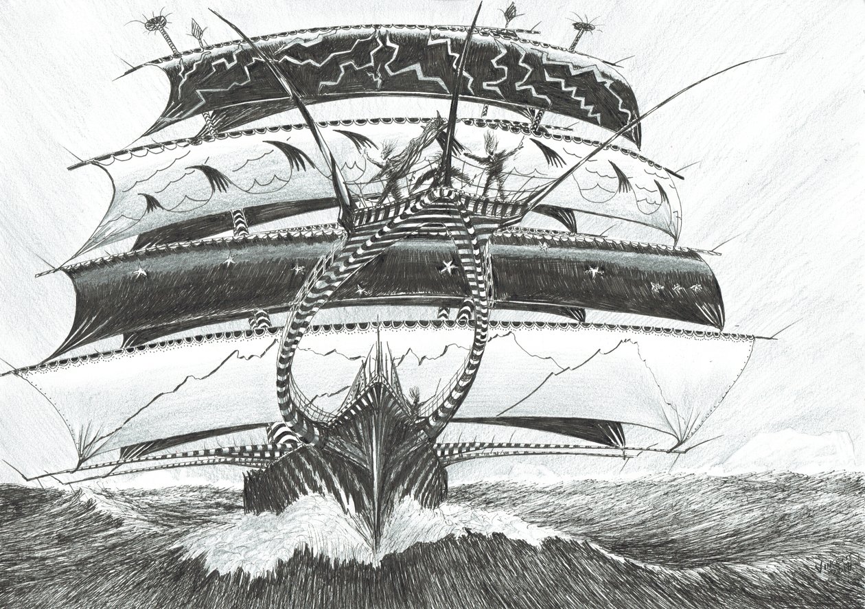 Storm Creators King Haakon VII Sea, 2017, (Blæk på papir) af Vincent Alexander Booth