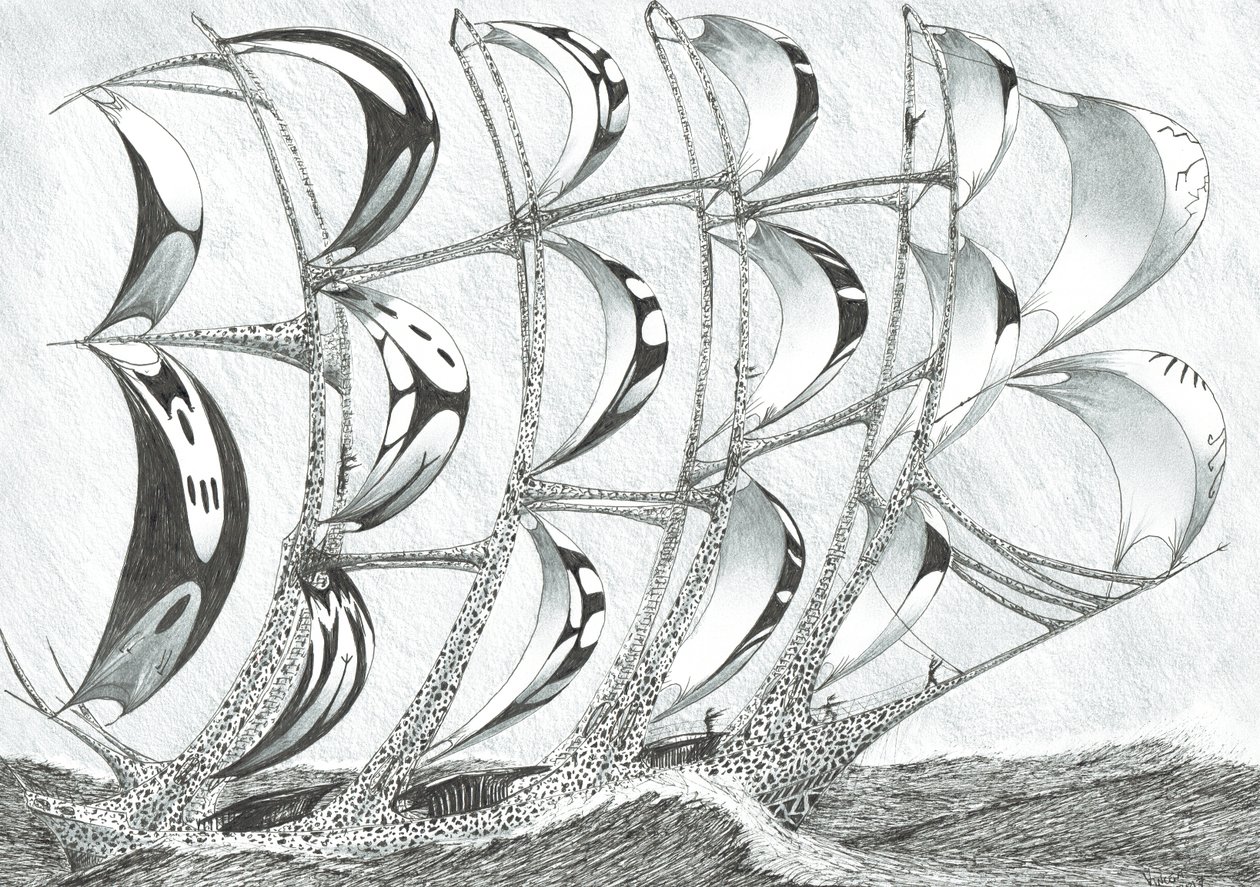 Storm Creators Laccadive Sea, 2017, (blæk på papir) af Vincent Alexander Booth