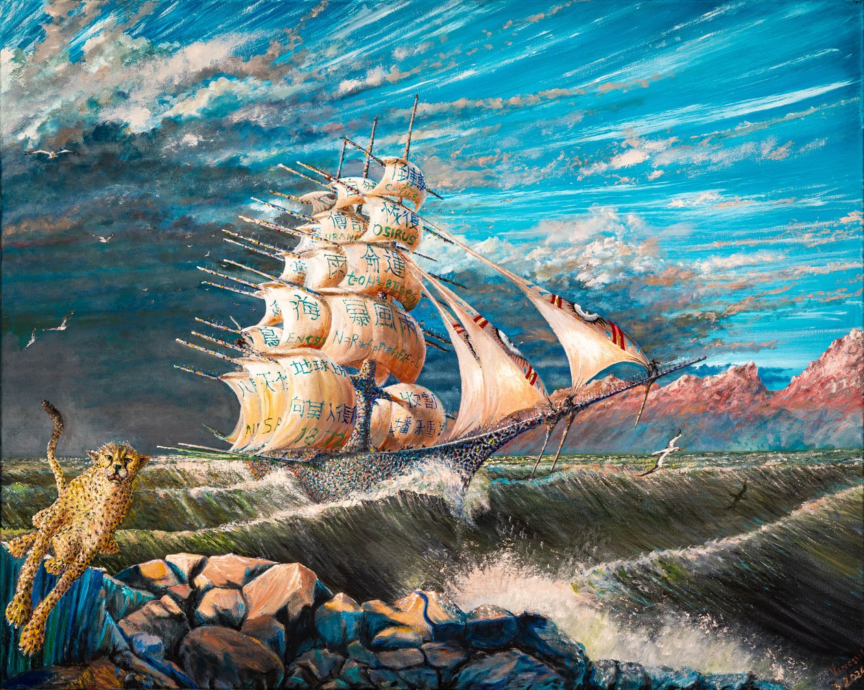 Storm Creators Lake Nyasa 2, 2024 (olie på lærred) af Vincent Alexander Booth