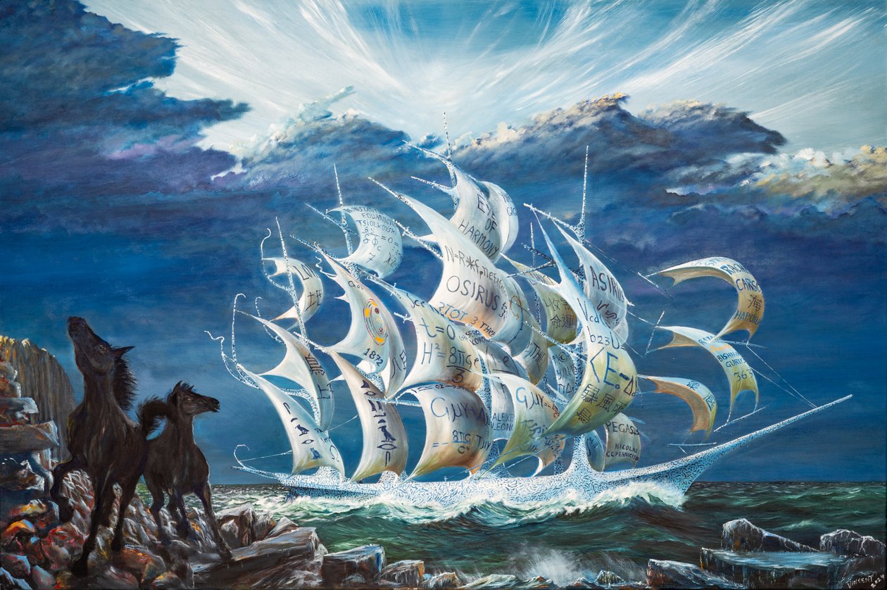 Storm Creators Lake Turkana, 2024 (olie på lærred) af Vincent Alexander Booth