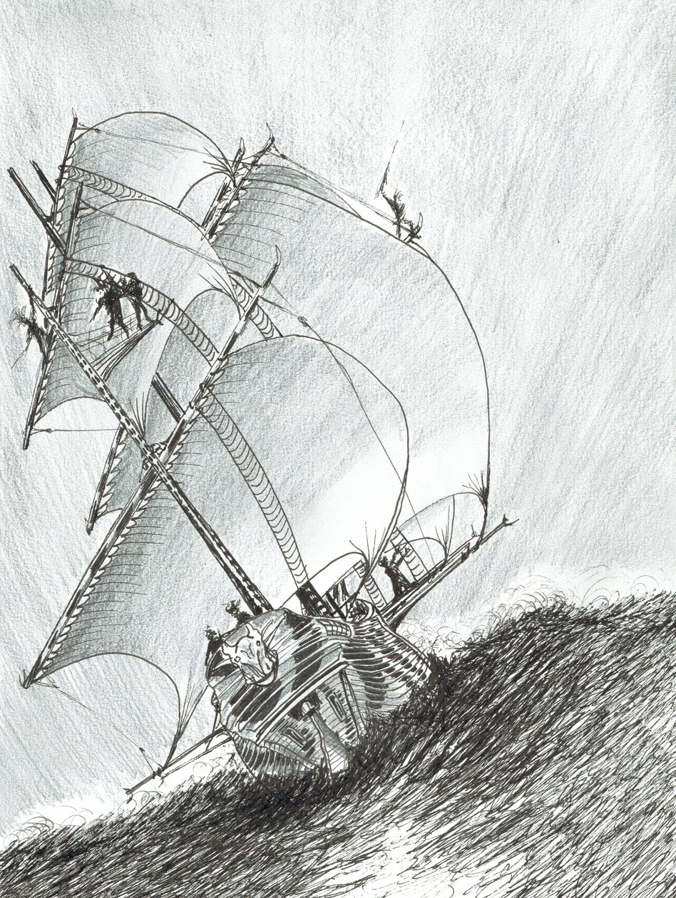 Storm Creators Molucca Sea, 2017, (blæk på papir) af Vincent Alexander Booth