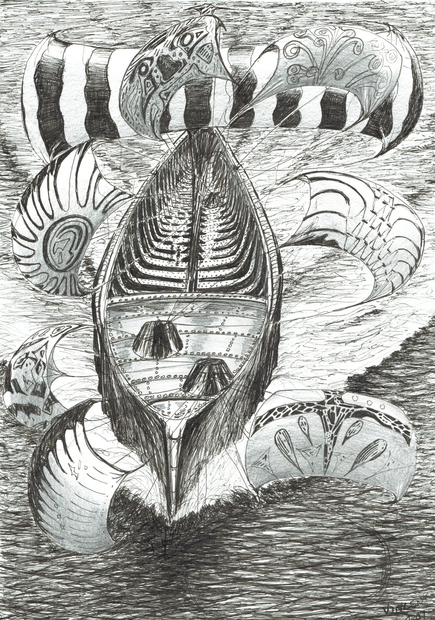 Storm Creators Philippine Sea, 2017, (blæk på papir) af Vincent Alexander Booth