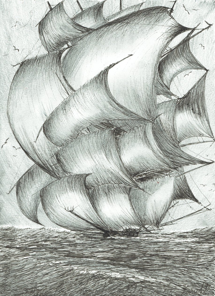 Storm Creators Sea of Okhotsk, 2017, (Blæk på papir) af Vincent Alexander Booth
