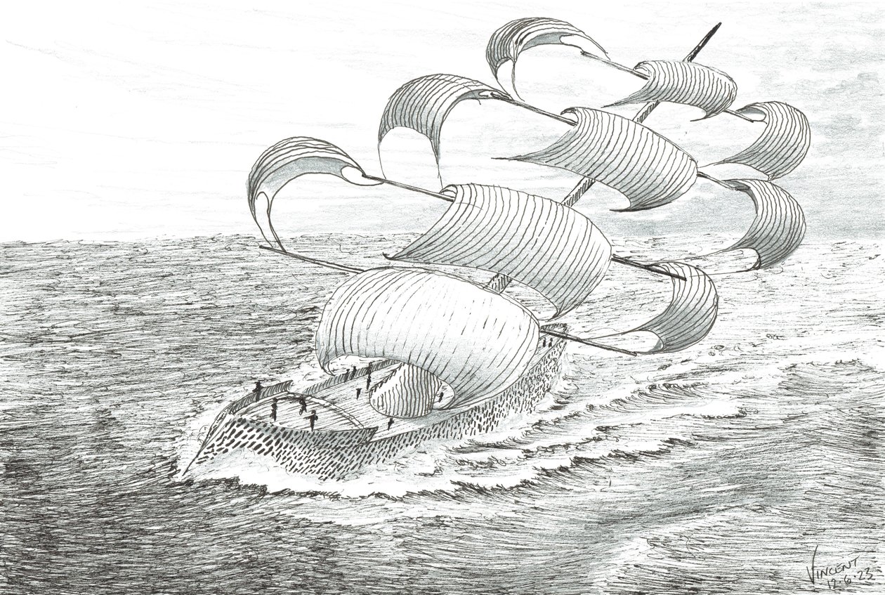 Storm Creators Yathkyed, 2023 (blæk og blyant på papir) af Vincent Alexander Booth
