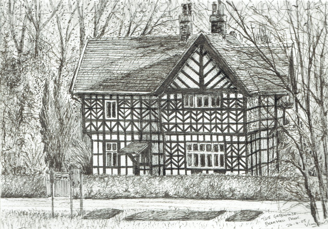 The Gatehouse at Bramhall Park, 2007, (blæk på papir) af Vincent Alexander Booth