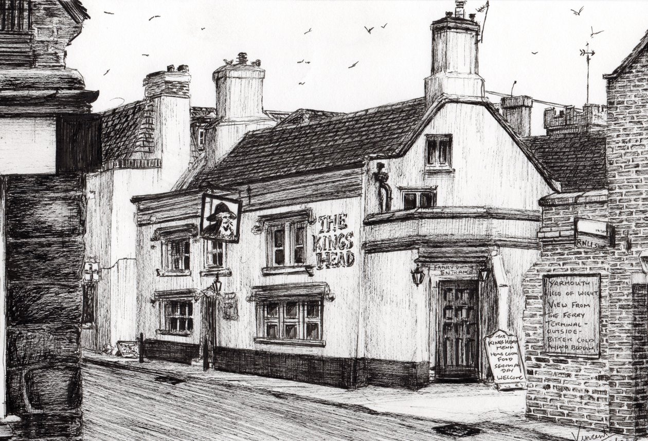 The Kings Head Yarmouth, 2008, (blæk på papir) af Vincent Alexander Booth