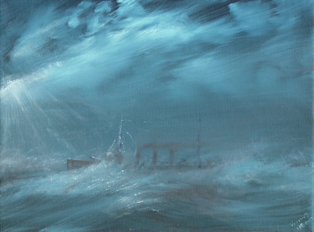 US Destroyer i en storm på havet 1917, 2019 af Vincent Alexander Booth