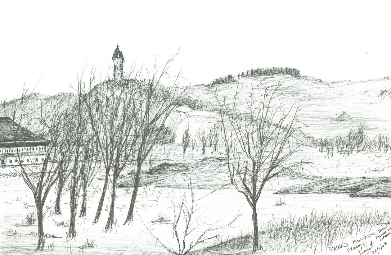 Wallace Monument; 2007; (blæk på papir) af Vincent Alexander Booth