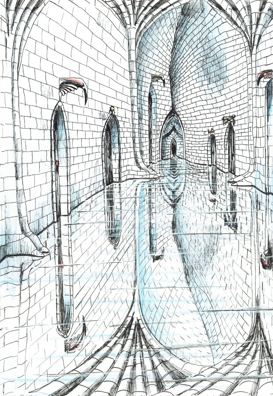 side13, The Castle in the Forest of Findhorn, 2006, (blæk på papir) af Vincent Alexander Booth