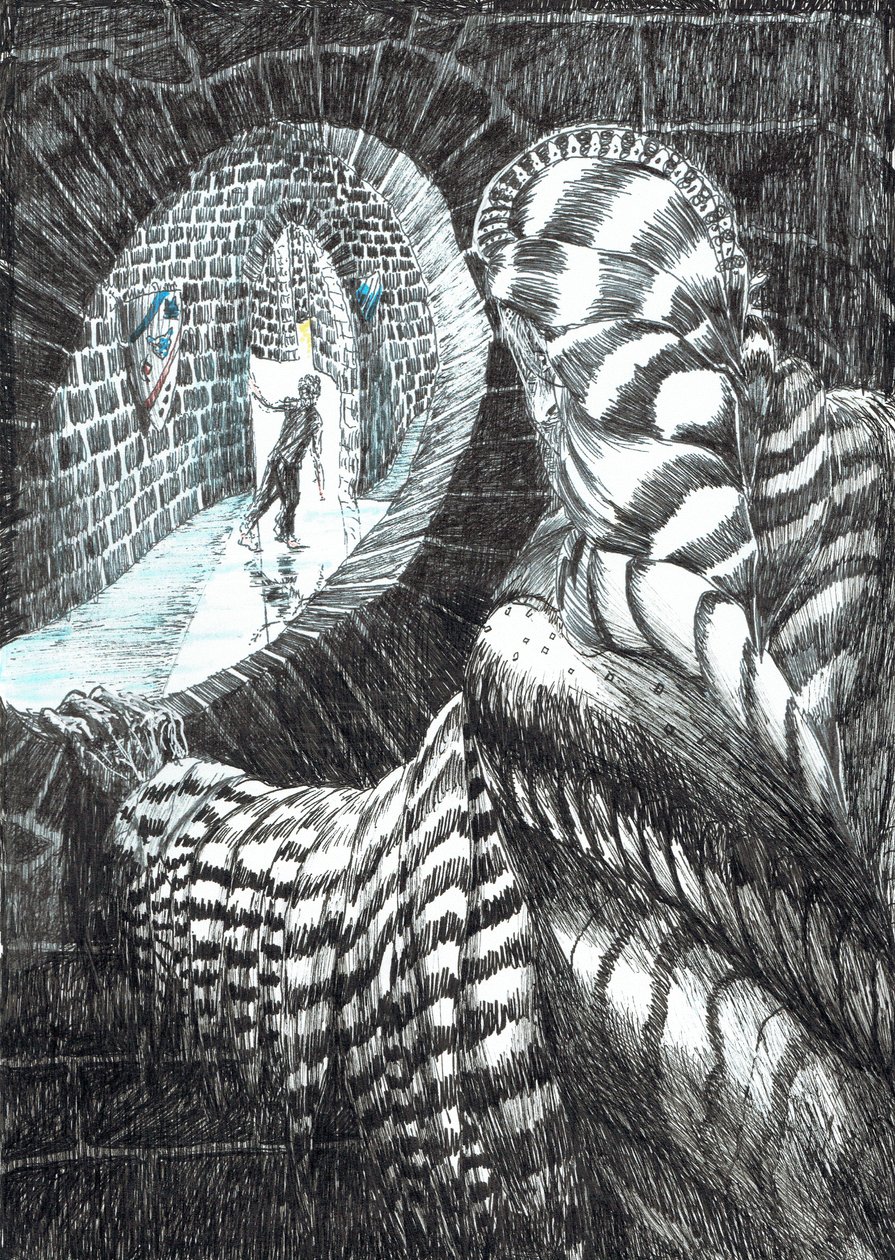 side 27, Slottet i Findhorns skov, 2006, (blæk på papir) af Vincent Alexander Booth