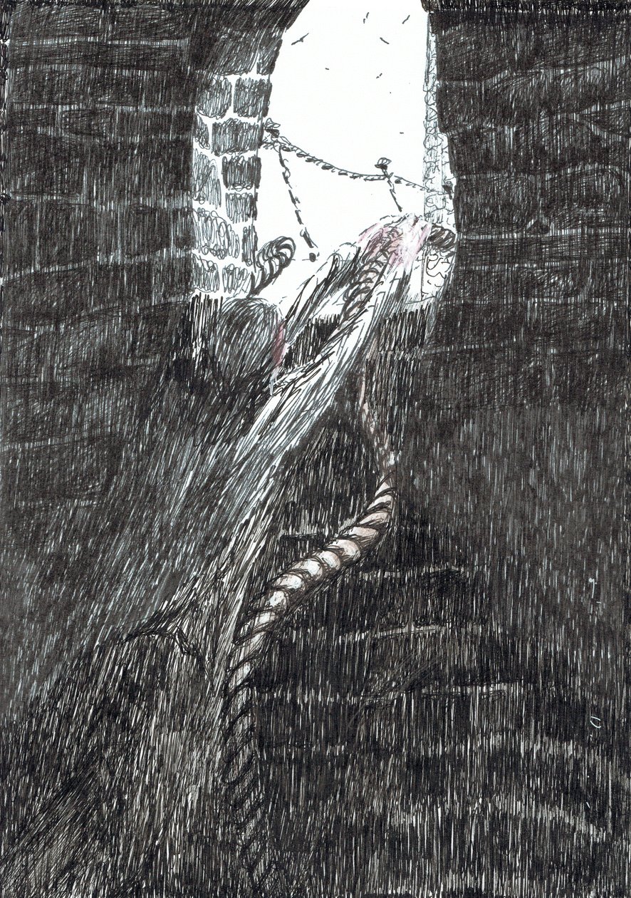 side 33, Slottet i Findhorns skov, 2006, (blæk på papir) af Vincent Alexander Booth