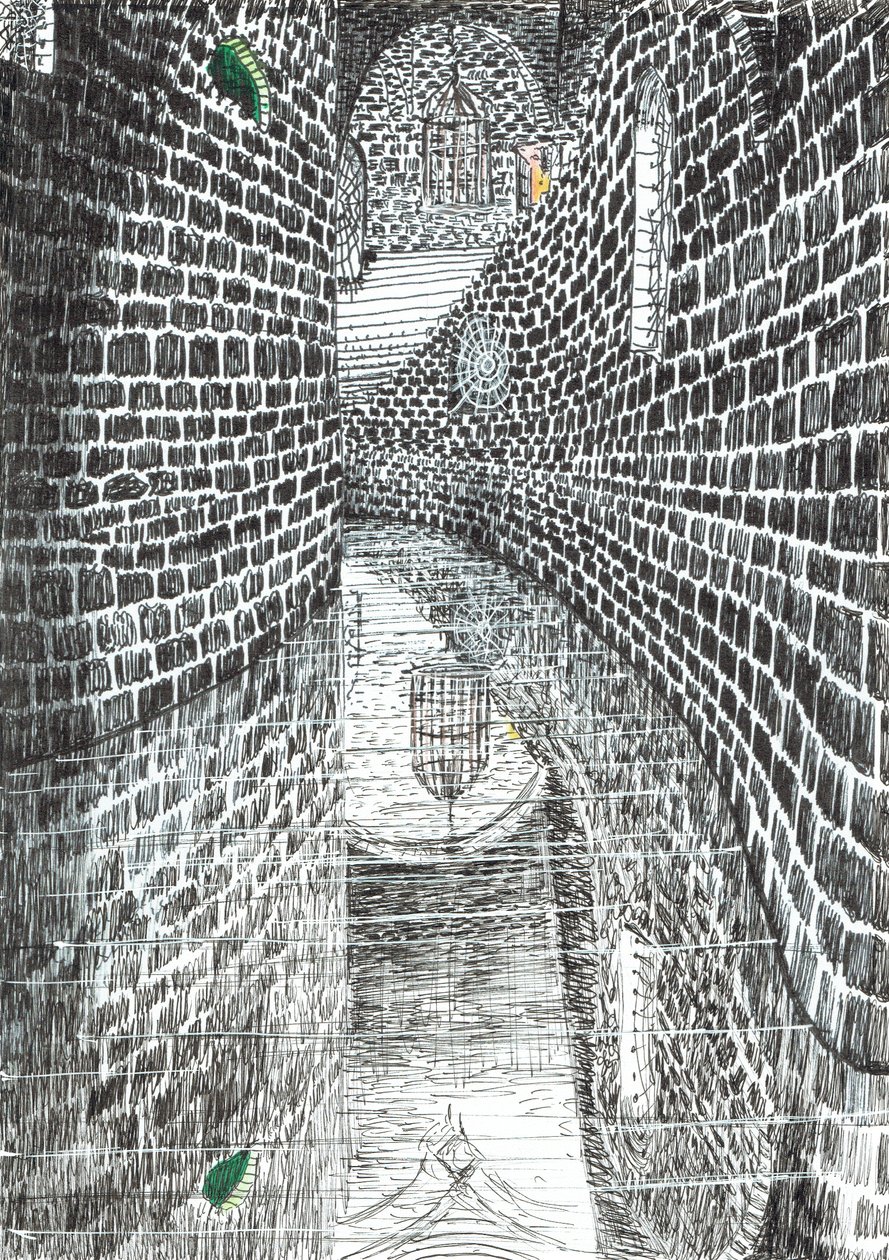 side35,The Castle in the Forest of Findhorn, 2006, (blæk på papir) af Vincent Alexander Booth