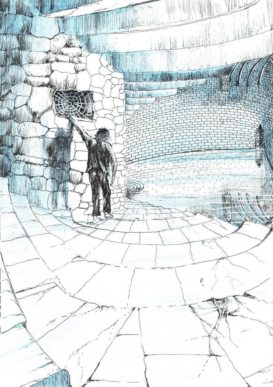 side 39, Slottet i Findhorns skov, 2006, (blæk på papir) af Vincent Alexander Booth