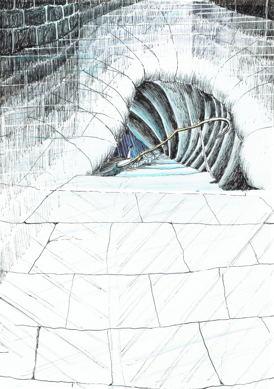side45, Slottet i skoven ved Findhorn, 2006, (blæk på papir) af Vincent Alexander Booth