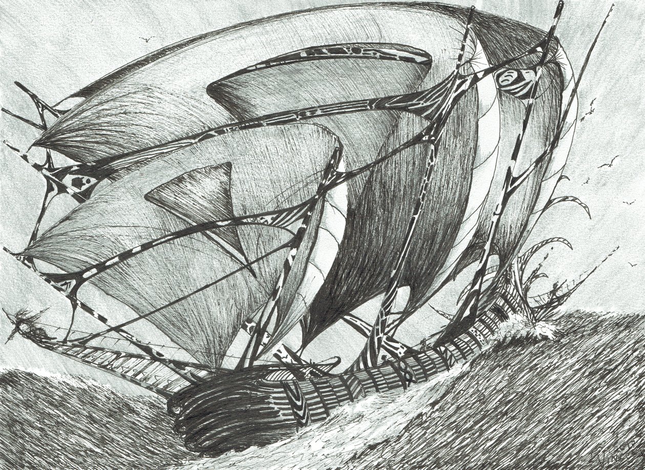 stormskabere Azovhavet, 2017, (Blæk på papir) af Vincent Alexander Booth
