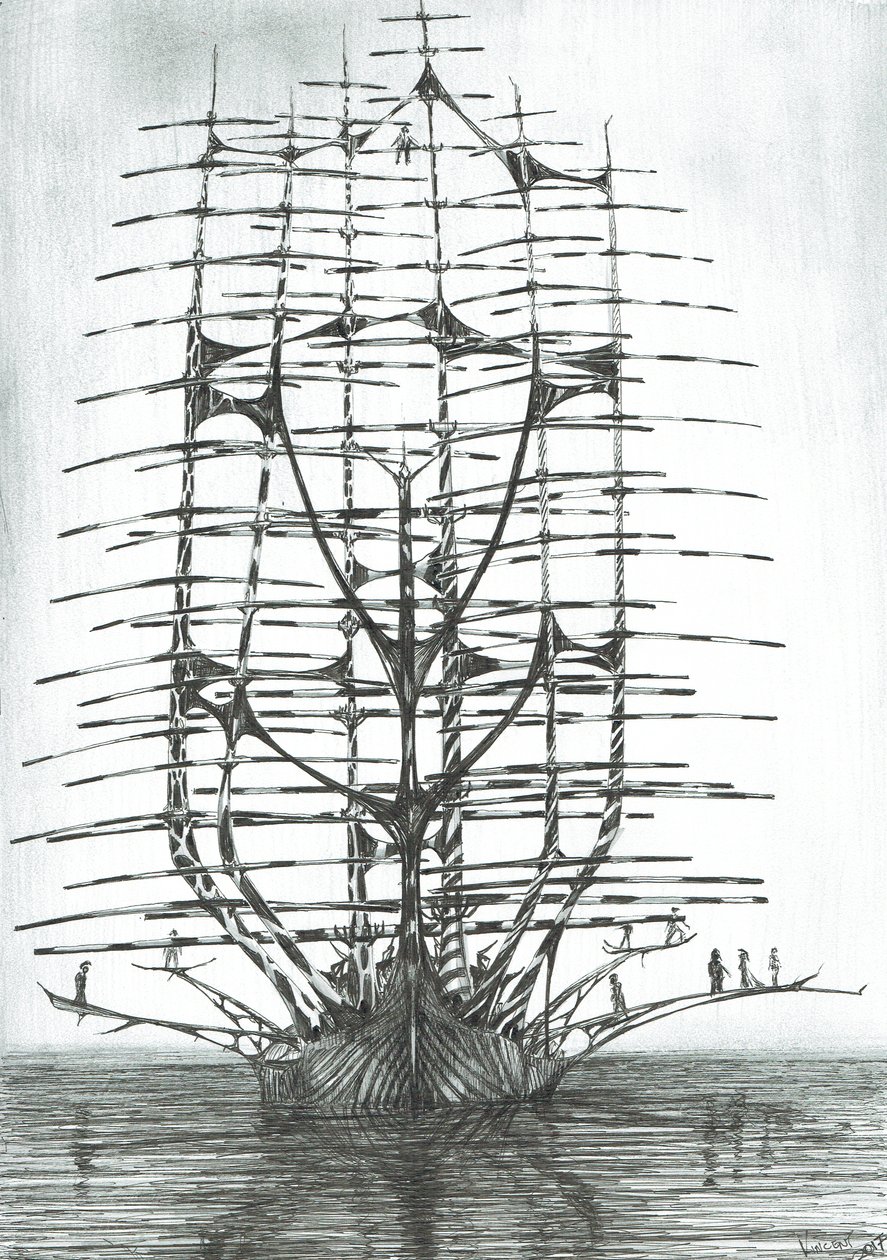 stormskabere Sea of Japan, 2017, (blæk på papir) af Vincent Alexander Booth
