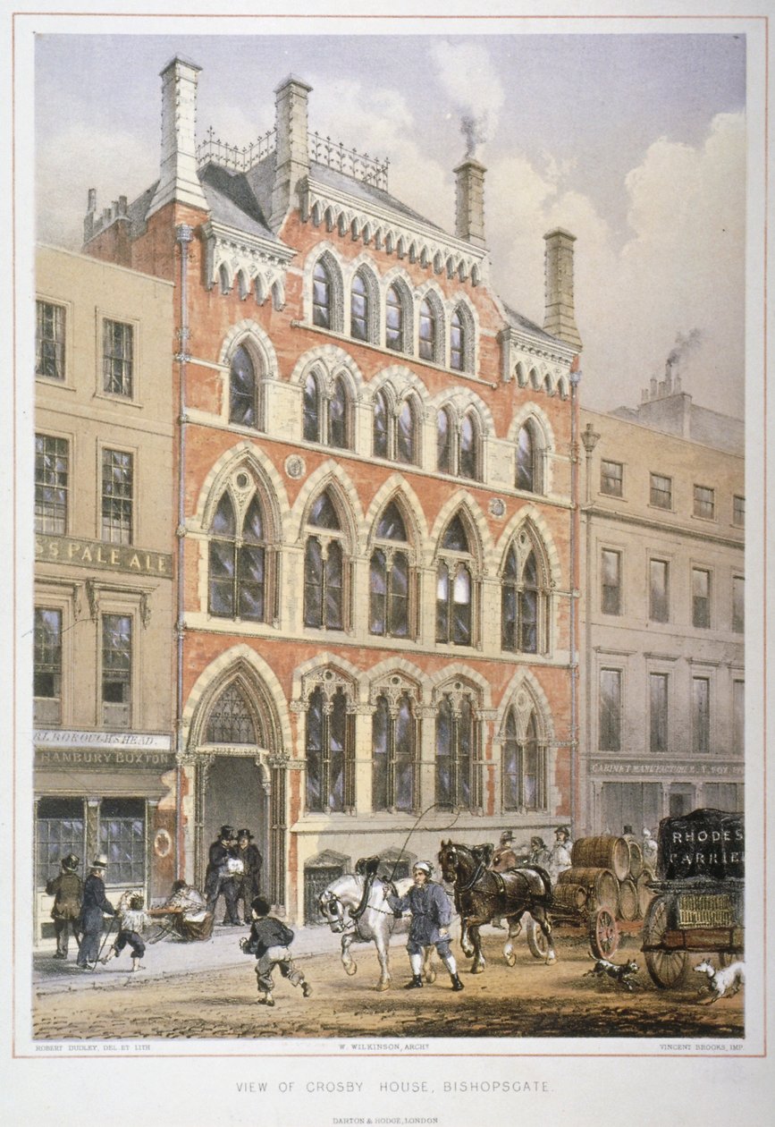 Crosby Hall på nr. 95 Bishopsgate, City of London, 1860 af Vincent Brooks