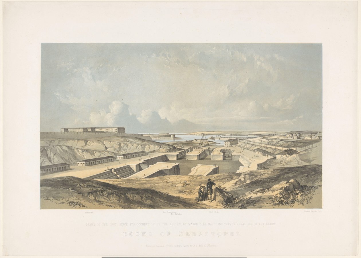 De Haven van Sebastopol, 1855 Docks of Sebastopol (titel på objekt) af Vincent Brooks