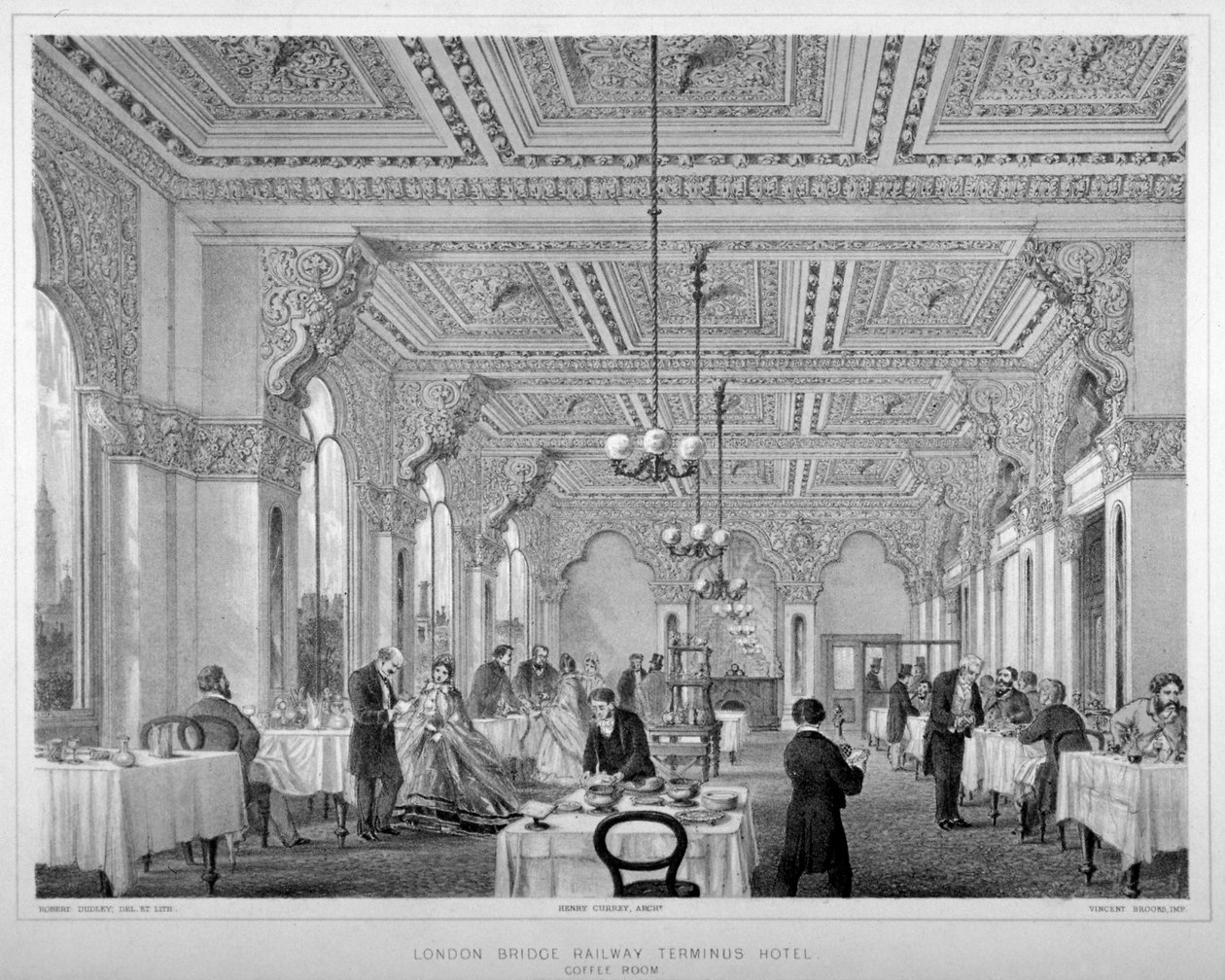 Kafferummet i London Bridge Railway Terminus Hotel, Bermondsey, London, 1860. af Vincent Brooks