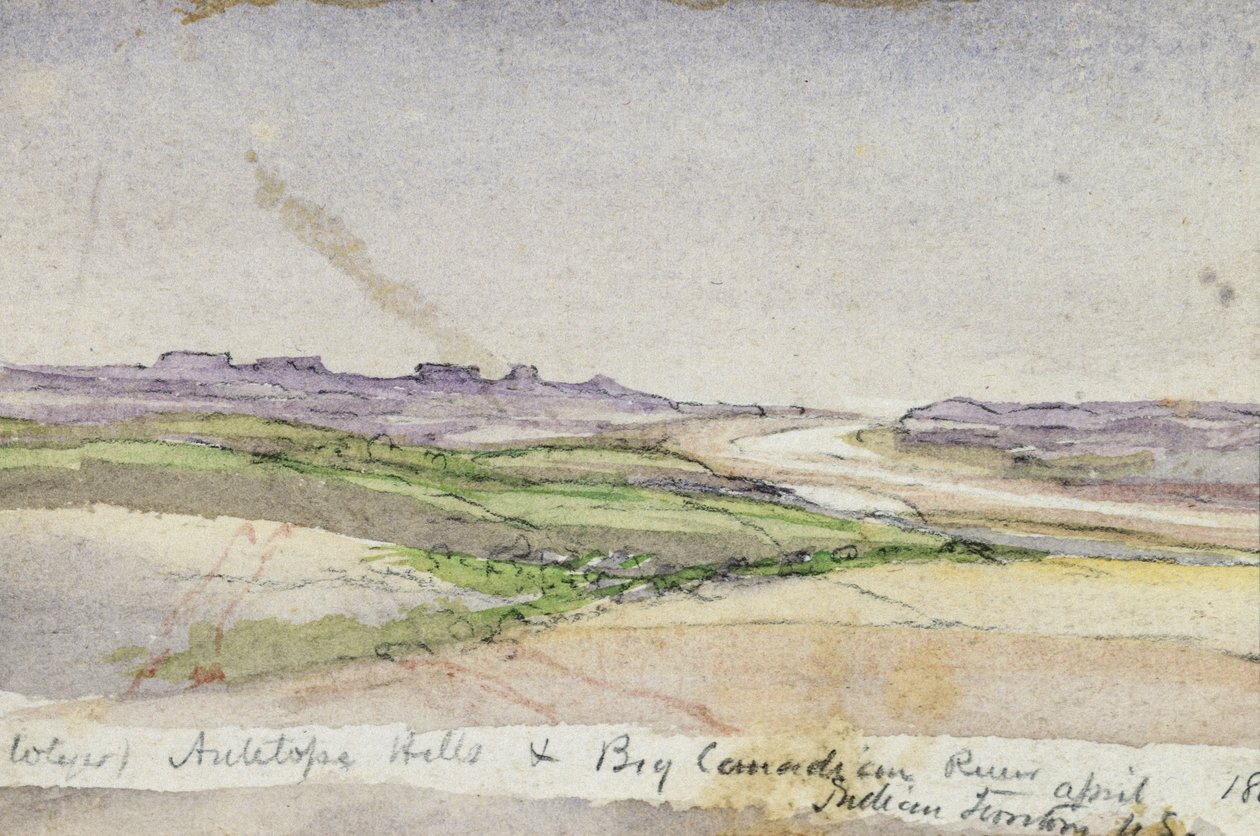 Antelope Hills and Big Canadian River, 1869 (akvarel på papir) af Vincent Colyer