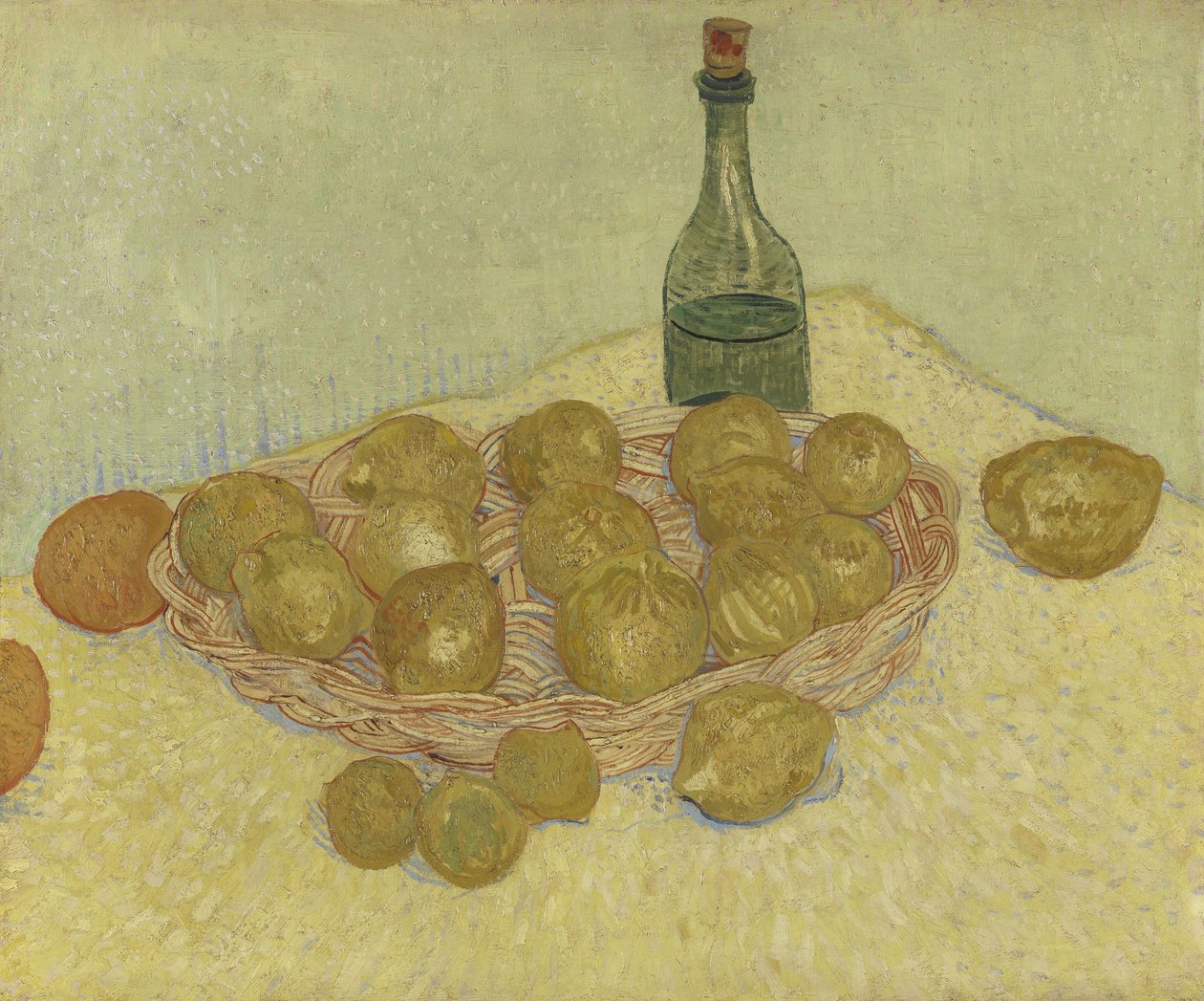 Kurv med citron og flaske, 1888. af Vincent van Gogh