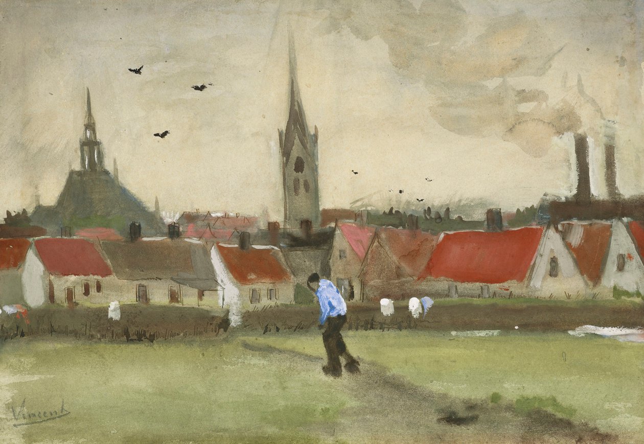 Udsigt over Haag med Nieuwe Kerk, 1882. af Vincent van Gogh