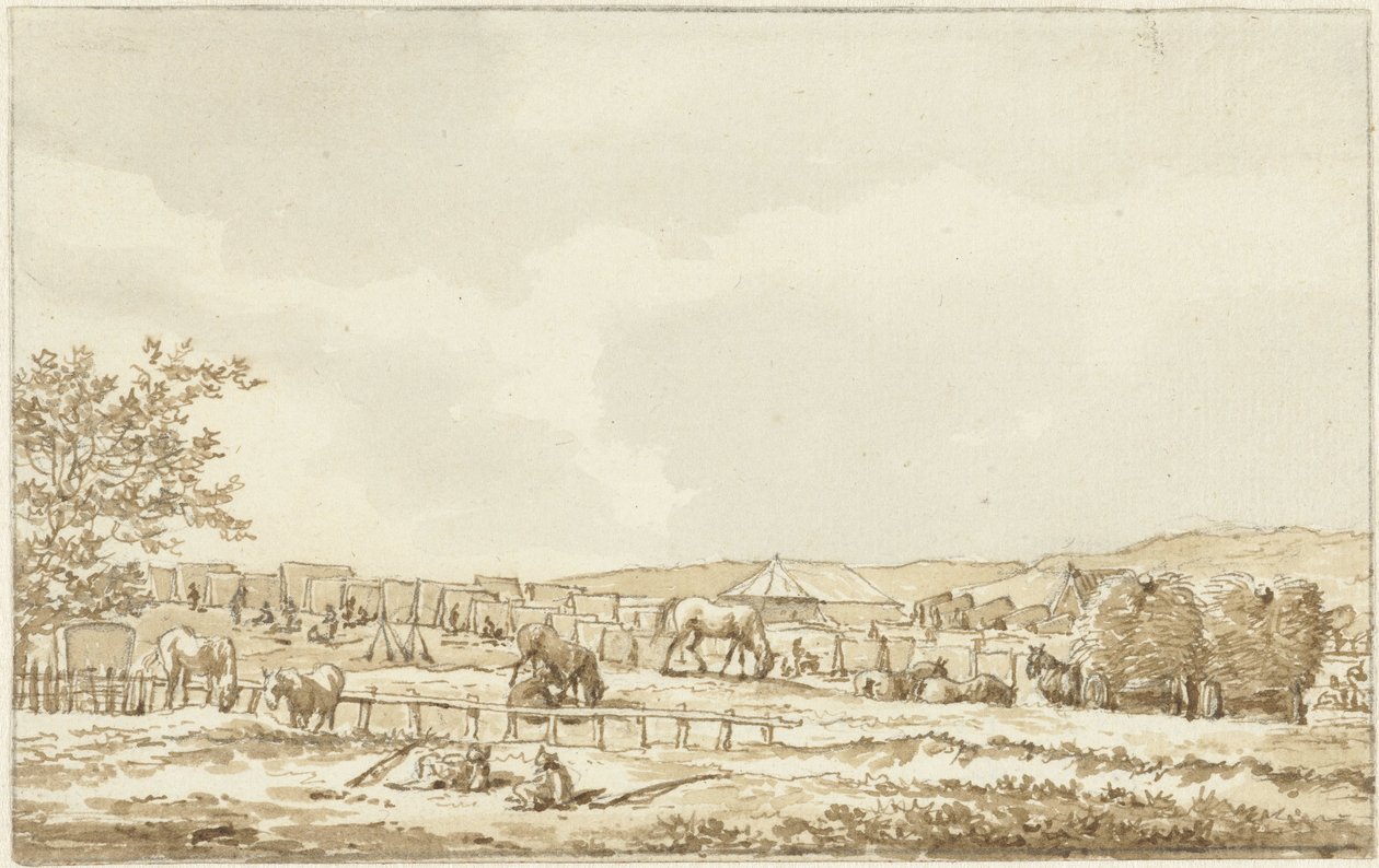 Hærlejr på Droogberg i Overveen, 19. september 1787 af Vincent Jansz. van der Vinne