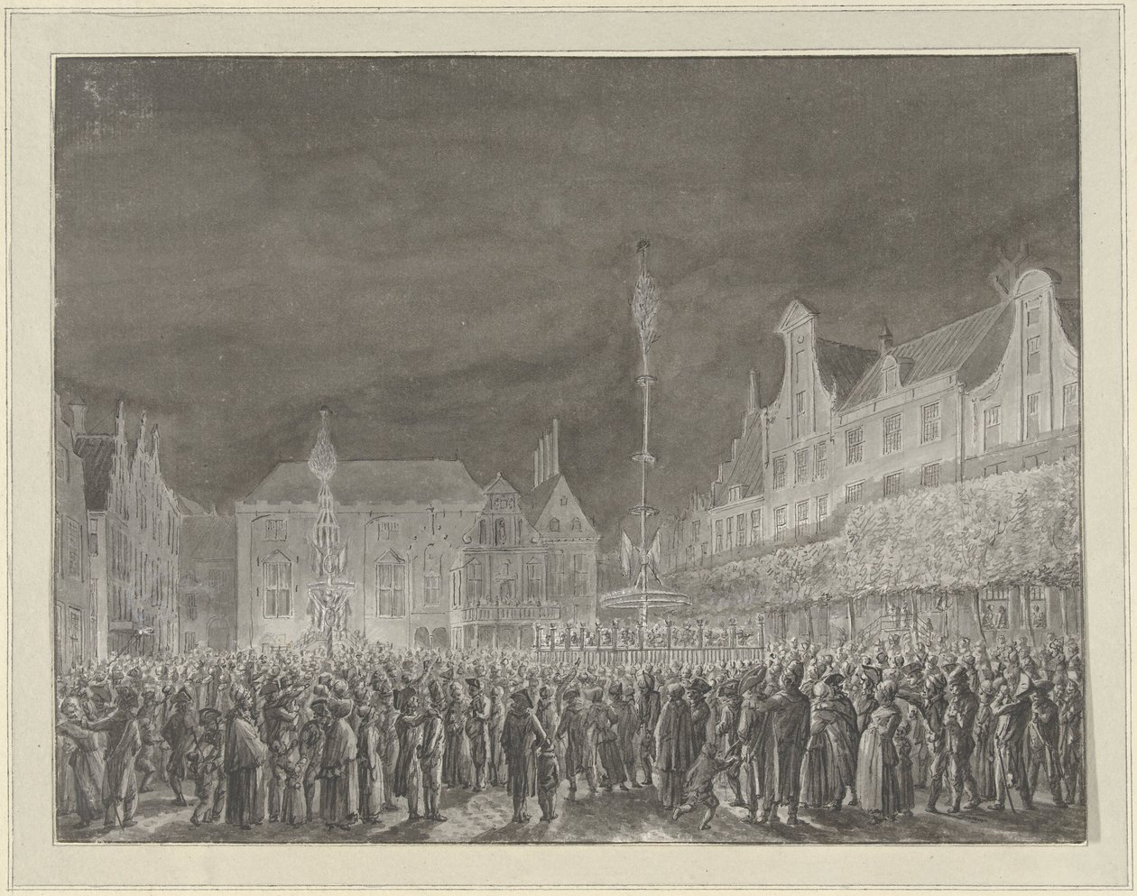 Fejring af proklamationen af ​​alliancen med Frankrig på Grote Markt i Haarlem, 1795 af Vincent Jansz. van der Vinne