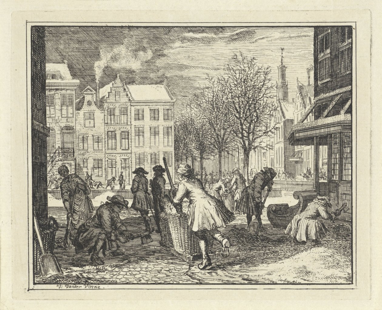 Herrer arbejder på en gade af Vincent Laurensz. van der Vinne (II)