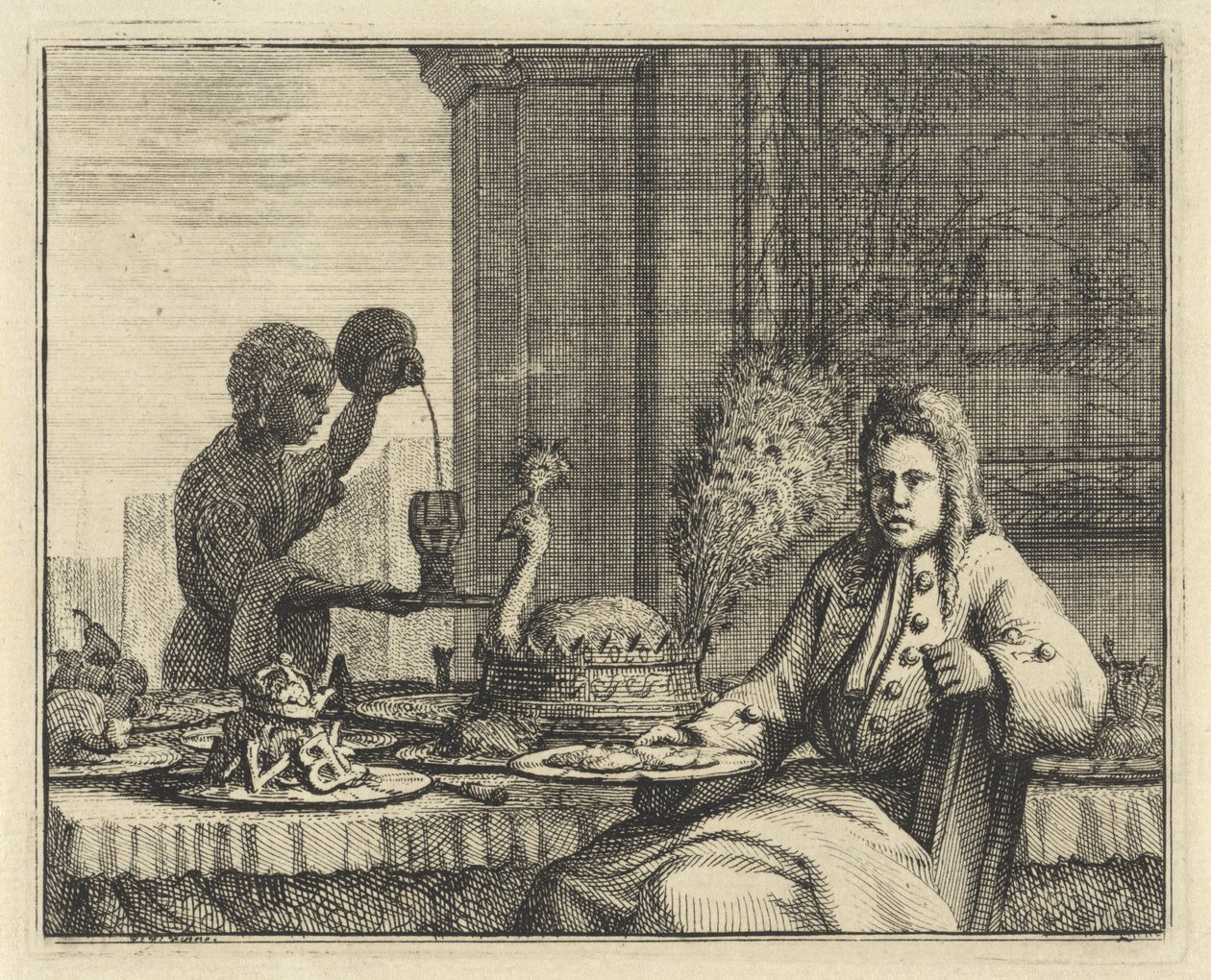 Mand ved et dækket bord af Vincent Laurensz. van der Vinne (II)