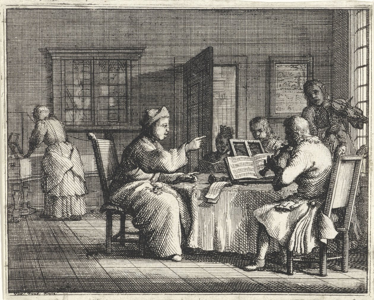 Musiklærer med elever af Vincent Laurensz. van der Vinne (II)