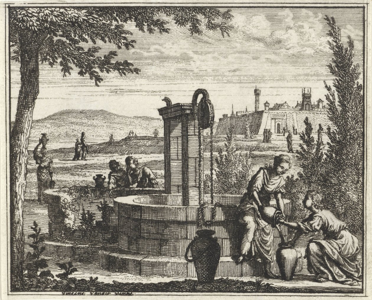 Kvinder ved en brønd af Vincent Laurensz. van der Vinne (II)
