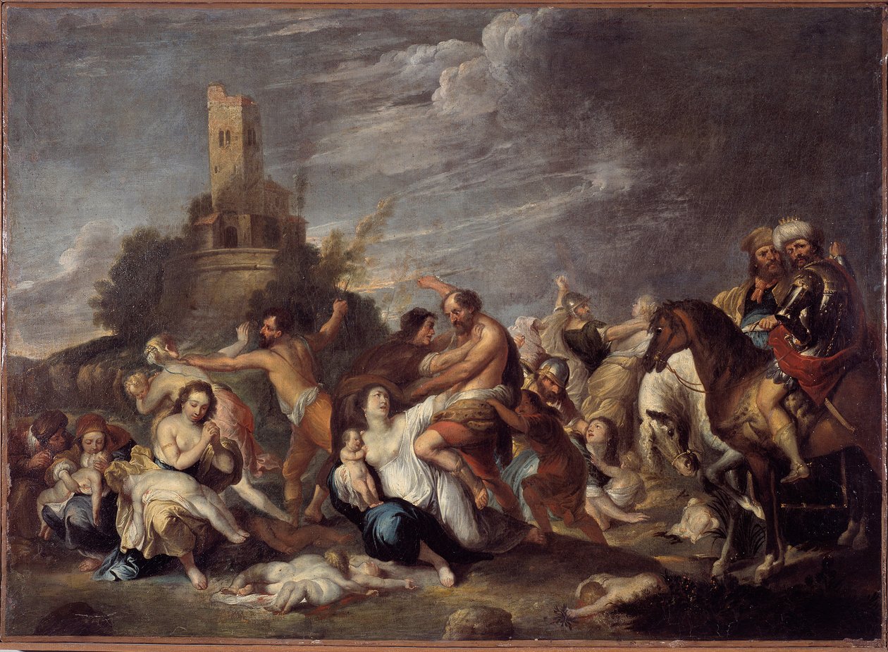 The Massacre of the Innocents Maleri af Vincent Malo (ca. 1600-1650) 1634 Fra Oratory San Silvestro, Genes Musei di Strada Nuova (ex Palazzo Bianco) gener af Vincent Malo