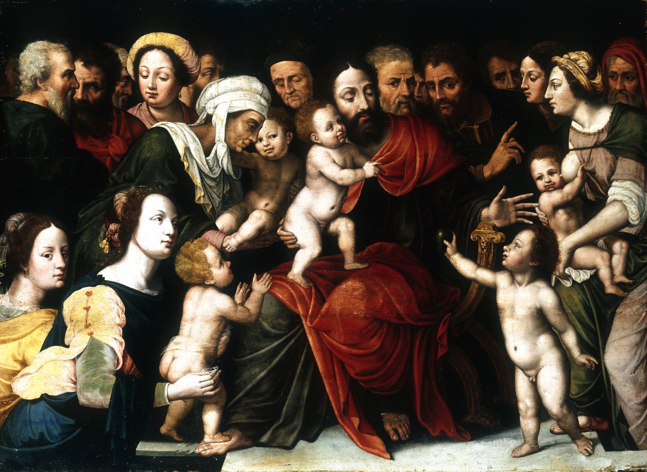 Jesus med de små børn, c1559-1589 af Vincent Sellaer