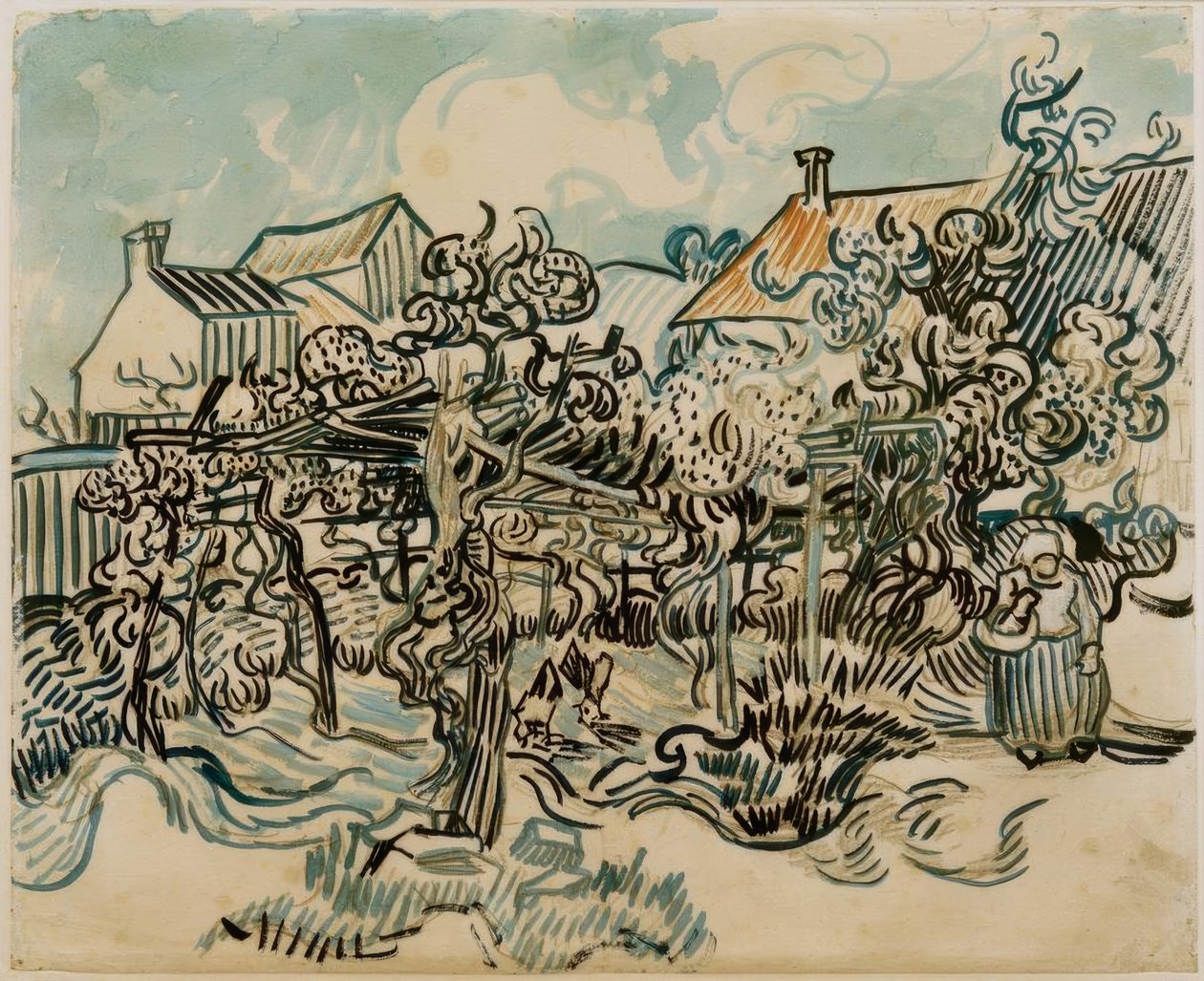 Gammel vingård med en bondekone af Vincent van Gogh