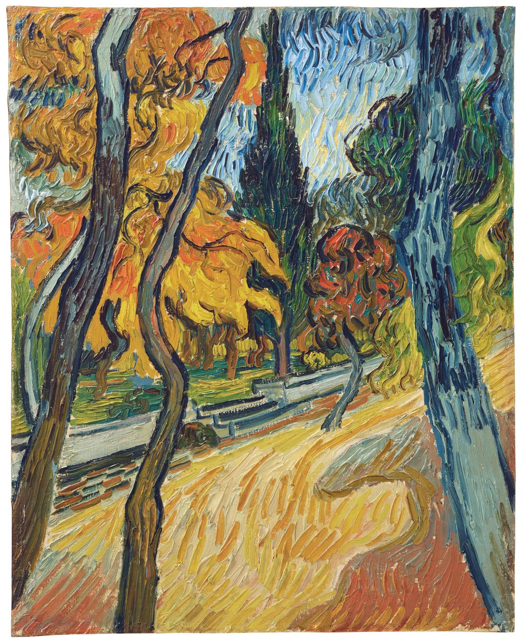 Træer i asylhaven, 1889 af Vincent van Gogh
