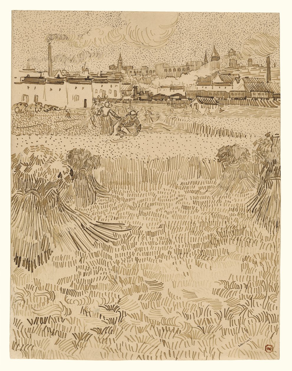 Arles: Udsigt fra hvedemarkerne af Vincent van Gogh