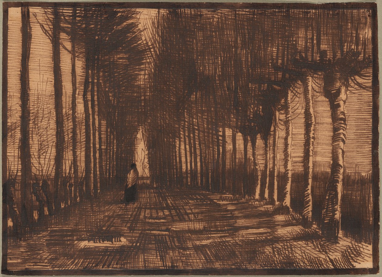 Allé af tjørne og popler af Vincent van Gogh