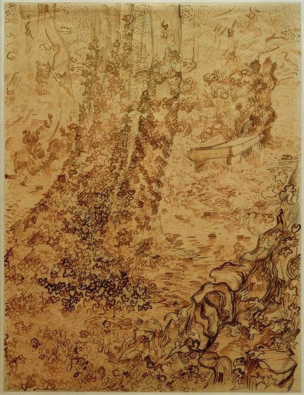 Træer med vedbend i sanatoriets have af Vincent van Gogh