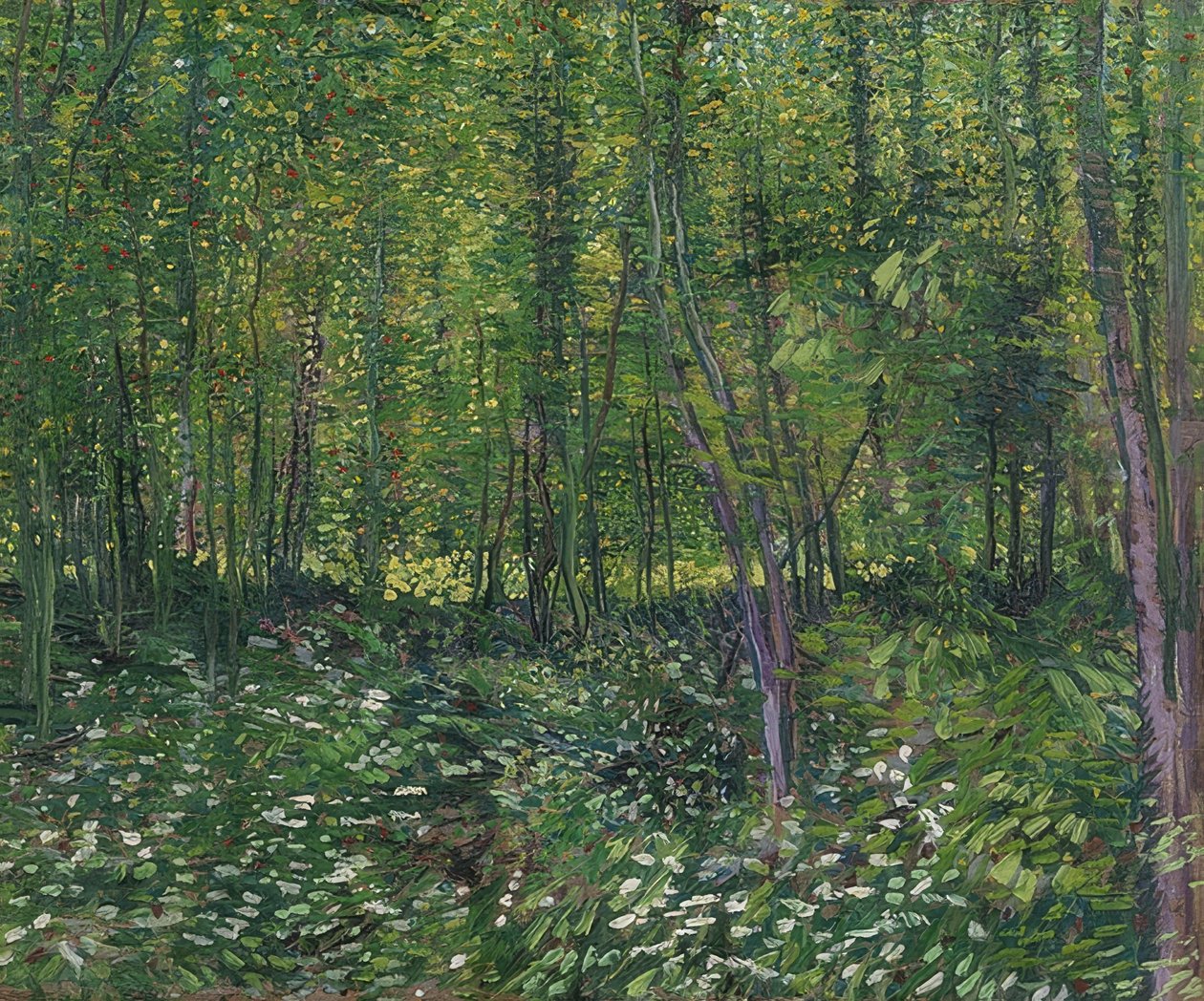 Træer og underskov. 1887 af Vincent van Gogh