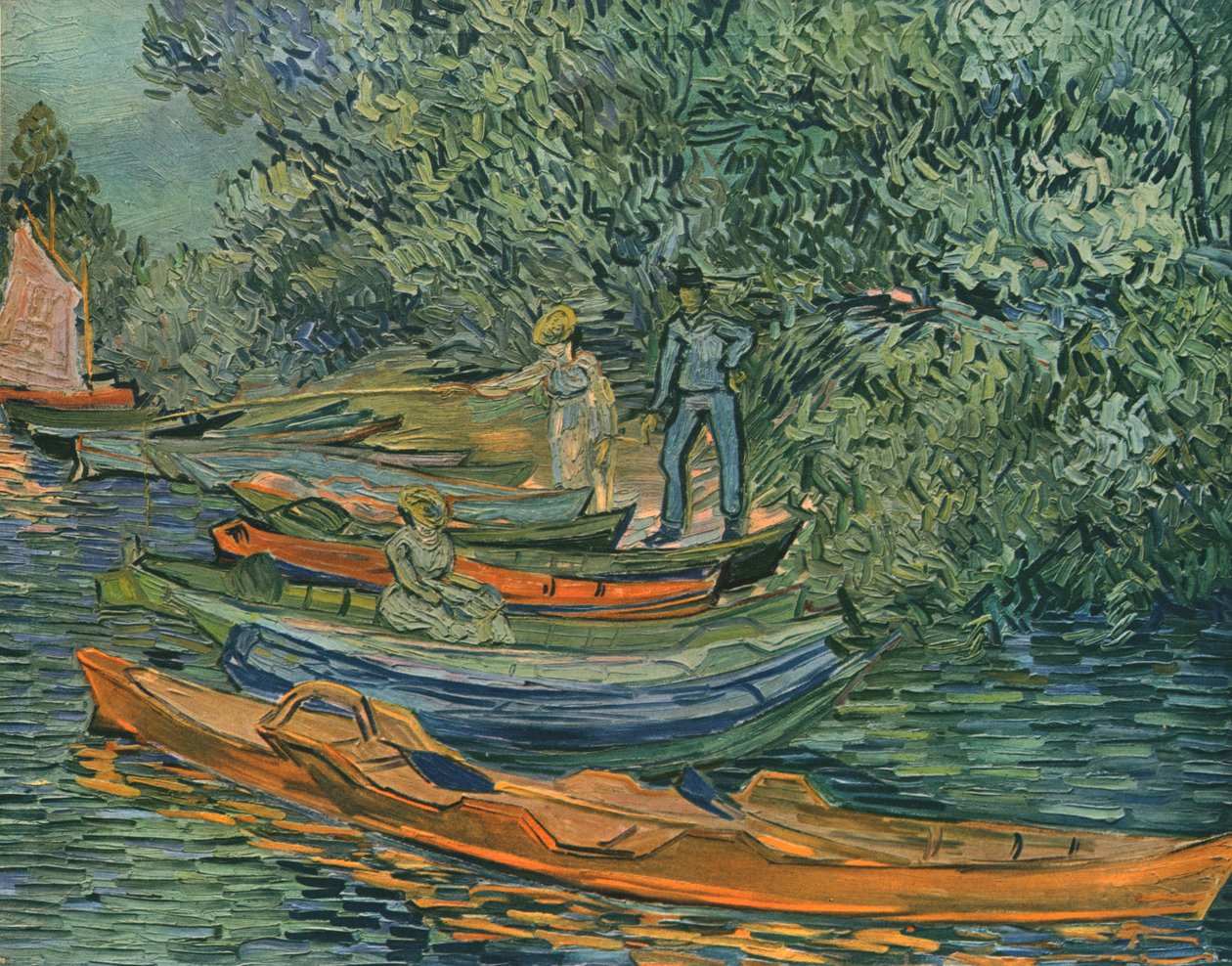 Flodens bred med robåde ved Auvers, 1890, 1947. af Vincent van Gogh