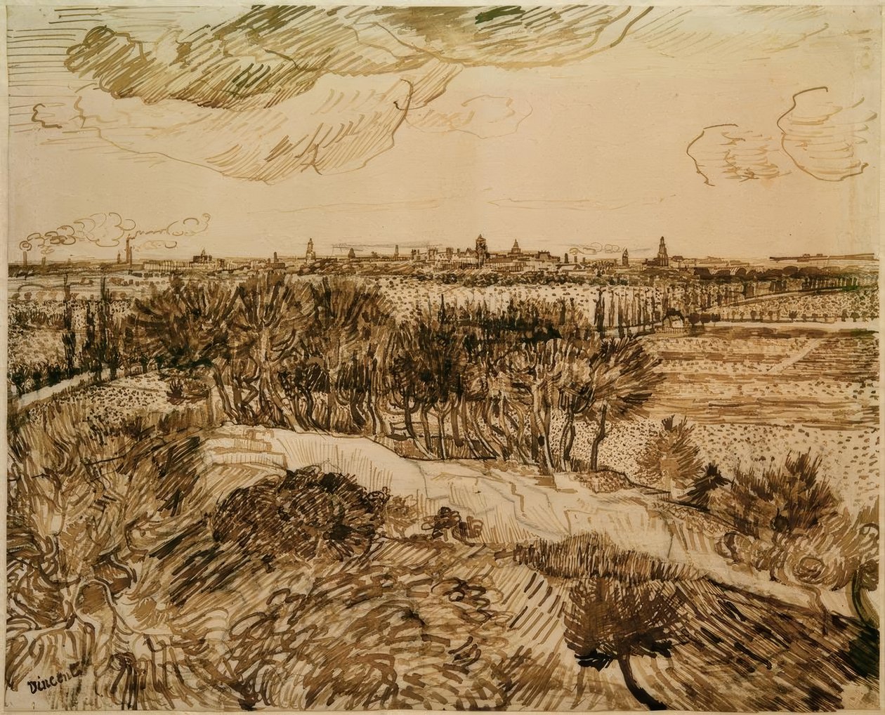 Udsigt over Arles fra Montmajour af Vincent van Gogh