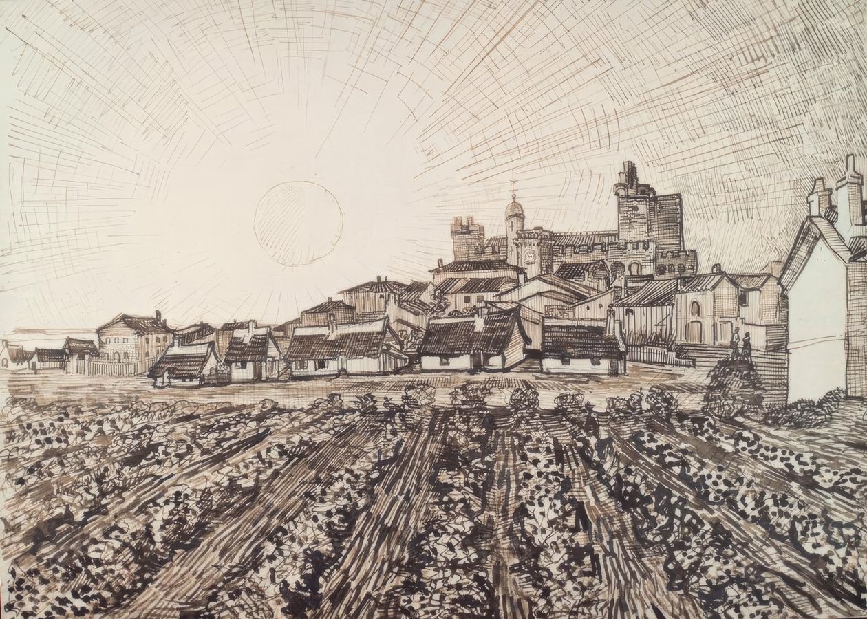 Udsigt over les Saintes-Maries af Vincent van Gogh