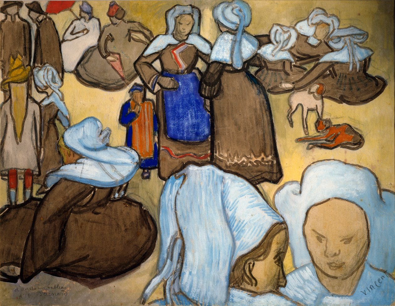 Bretonsk kvindeakvarel af Vincent Van Gogh (1853-1890). Svag. 48x67 cm Milano, Galleria d