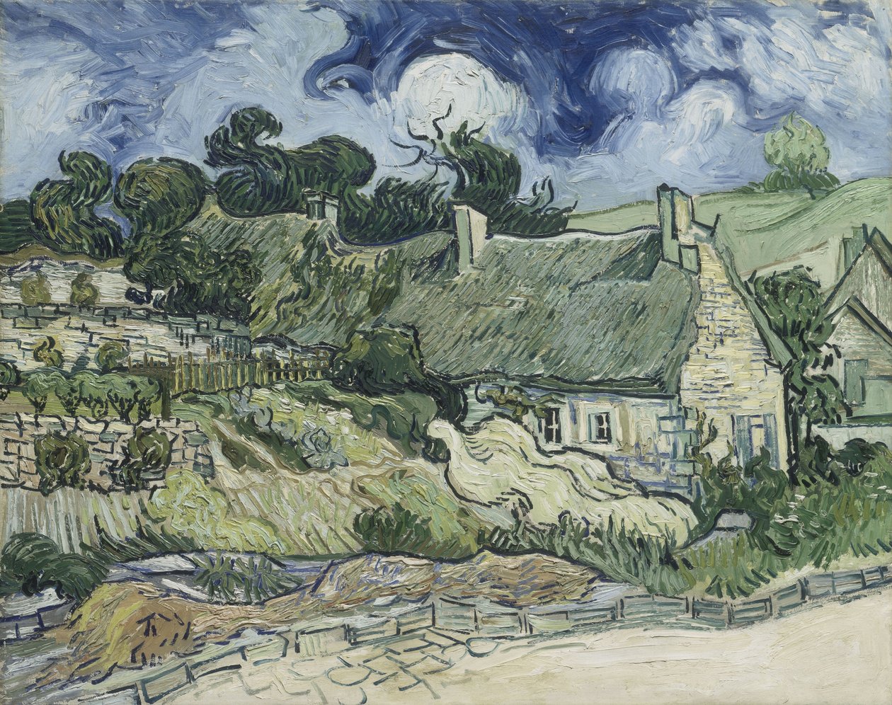 Stråtækte tage i Cordeville, Auvers-sur-Oise af Vincent van Gogh