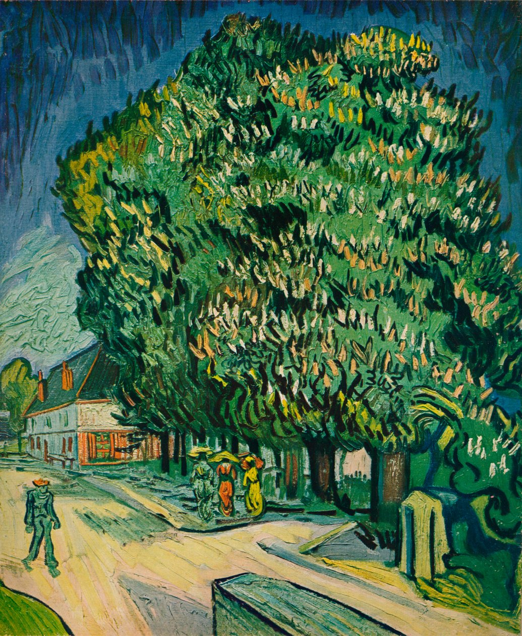 Kastanjetræer i blomst, 1890 af Vincent van Gogh