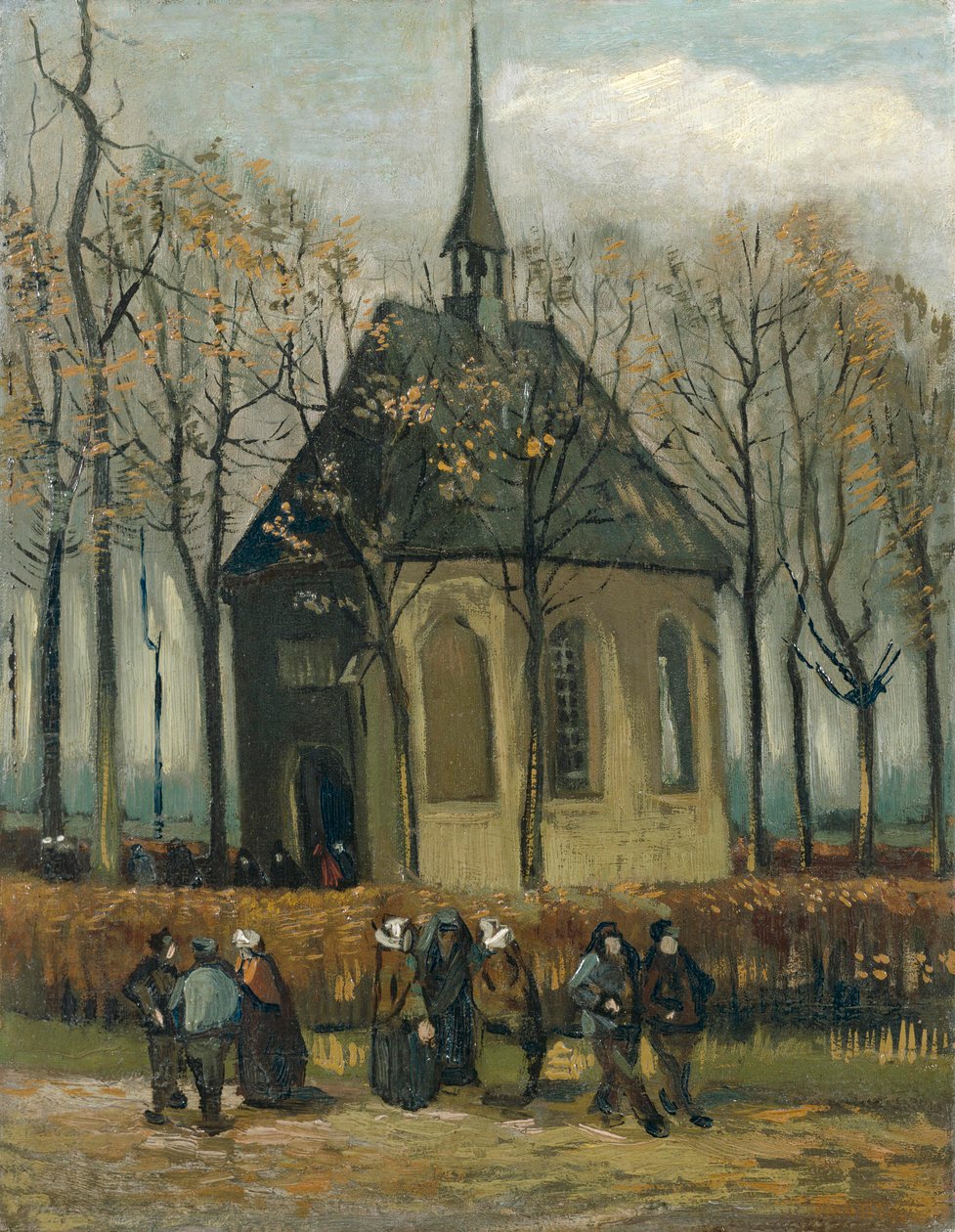 Menigheden forlader den reformerte kirke i Nuenen af Vincent van Gogh