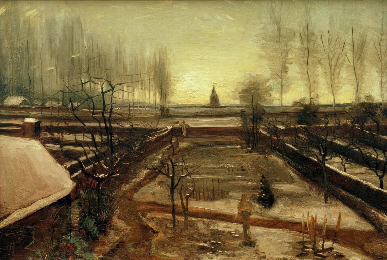 Sognegården i Nuenen i sneen af Vincent van Gogh