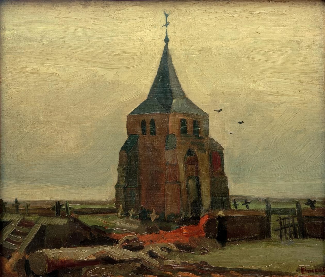 Det gamle tårn på Nuenen kirkegård af Vincent van Gogh